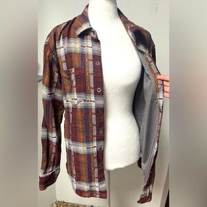 PRANA Emerick Lined Plaid Flannel Shacket
Organic Cotton Cozy & Warmth 
Sz Small